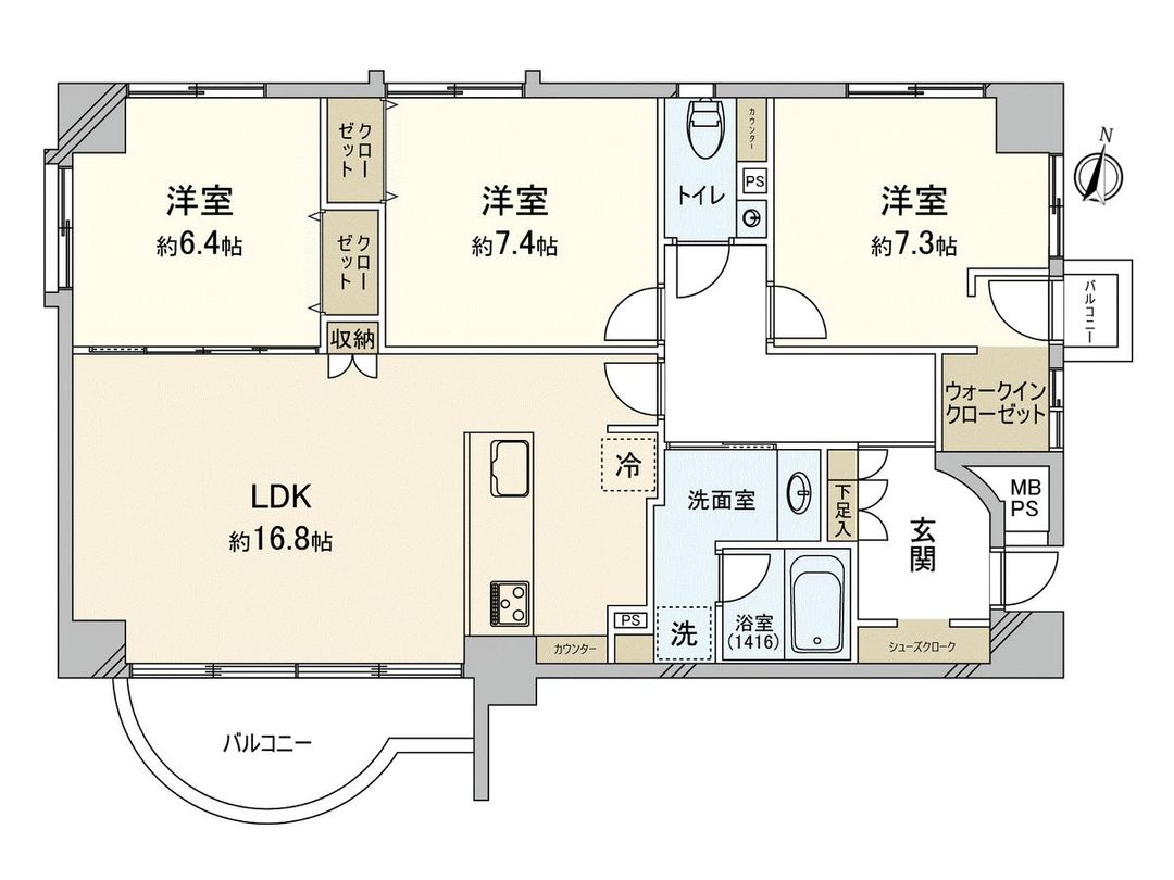 3LDK Apartment for Sale in Yakuin, Fukuoka City - Thumbnail 3
