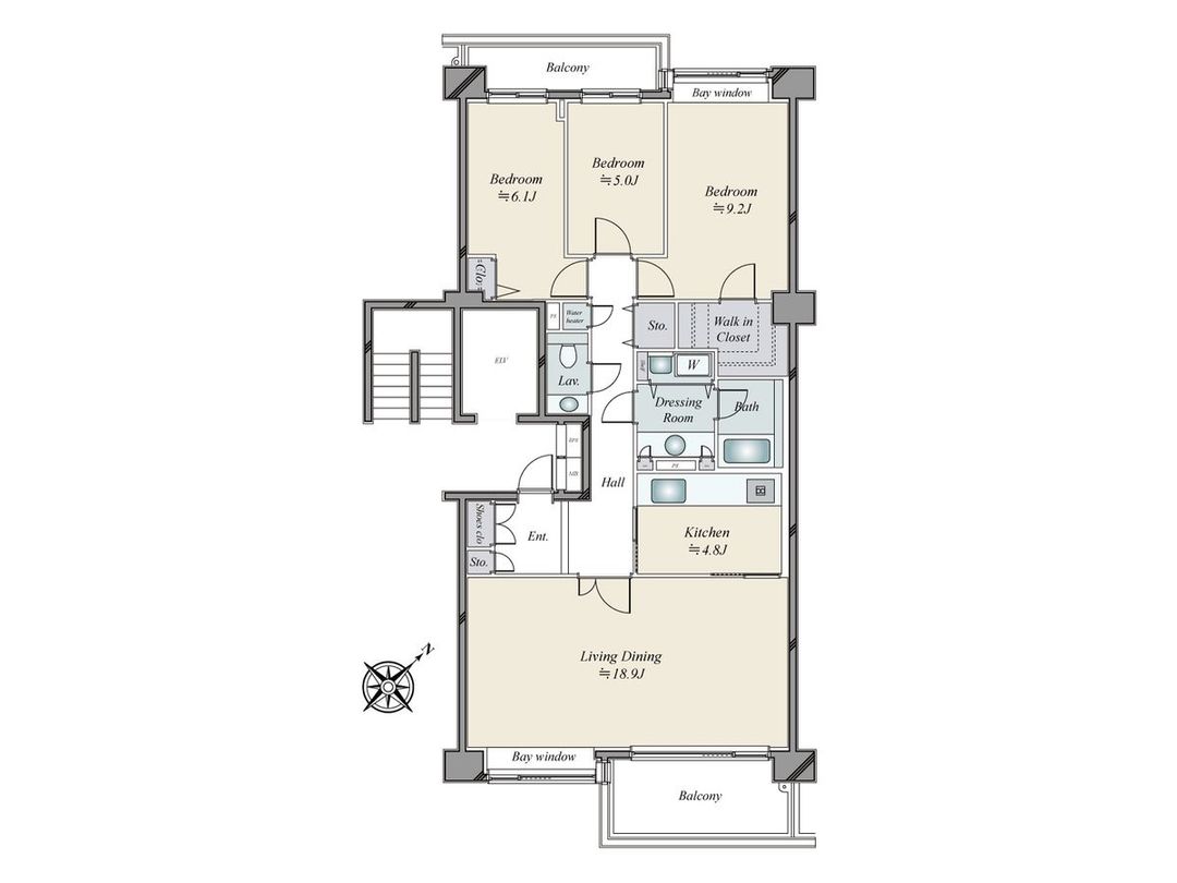 3LDK Apartment for Sale in Shin-Yurigaoka Park House, Kawasaki - Thumbnail 3