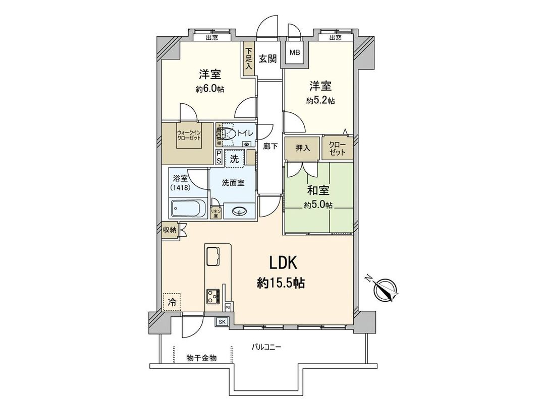 3LDK Apartment for Sale in Fukuoka Minami Ward, 72.45sqm - Thumbnail 3