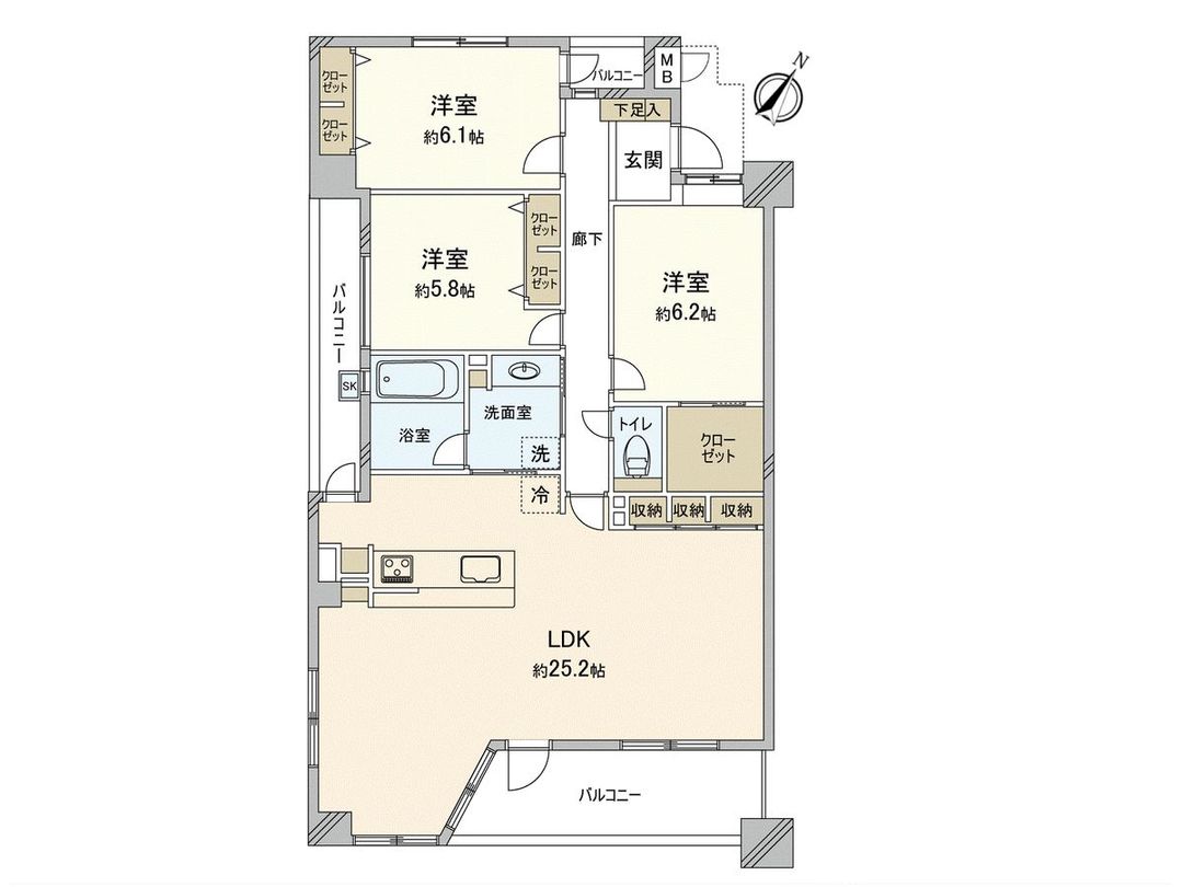 3LDK Apartment for Sale in Onojo City, Fukuoka - 98.06sqm - Thumbnail 3