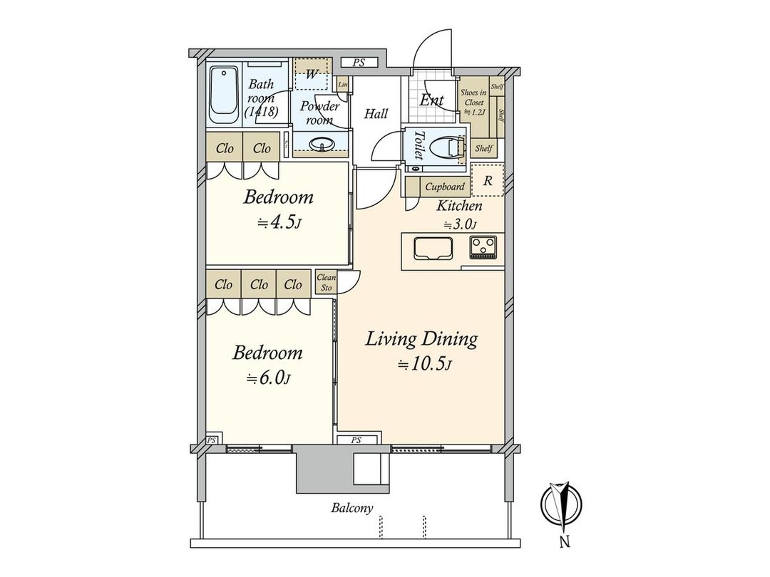 2LDK Apartment for Sale in Harumi, Chuo-ku, Tokyo 55.48m² - Thumbnail 2