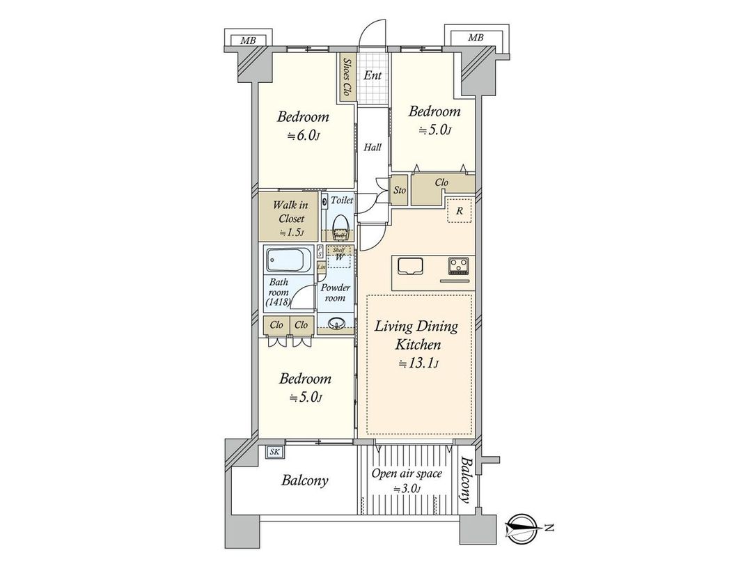 3LDK Apartment for Sale in Fujisawa, Kanagawa - Verenna Grand Shonan - Thumbnail 3