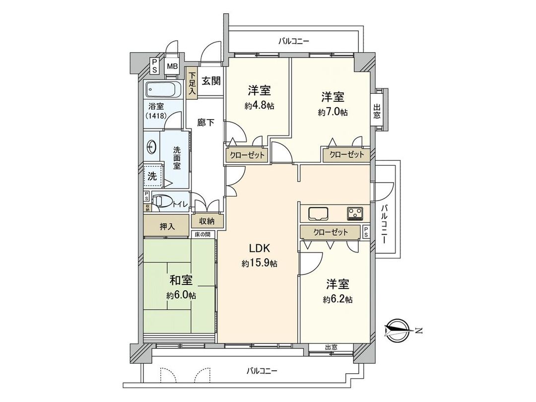 4LDK Apartment in Kasuga City, Fukuoka - 89.88 sqm - Thumbnail 3