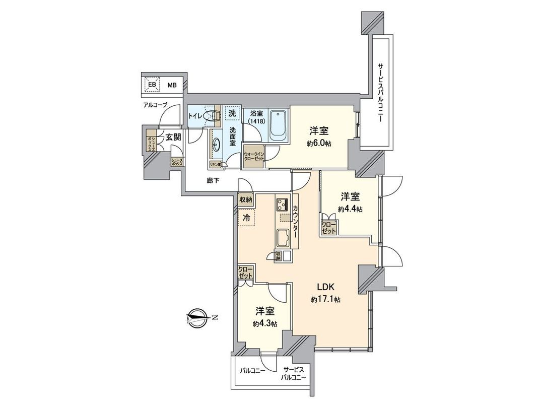 Shieria Tower Osaka Hōrie 3LDK Condo for Sale in Nishi Ward - Thumbnail 3