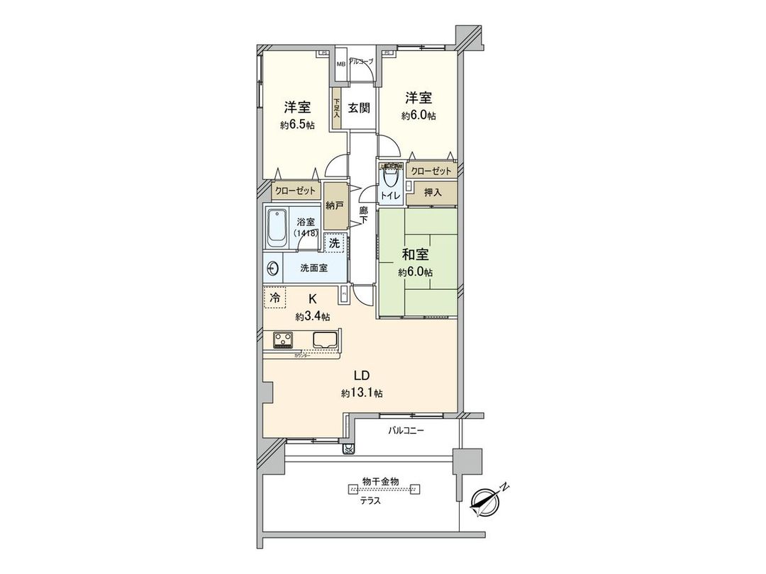 3LDK Apartment for Sale in Tsurumi, Yokohama - 77.91 sqm - Thumbnail 3