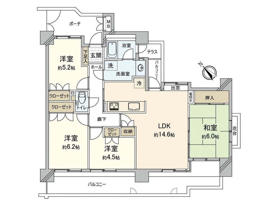 4LDK Apartment for Sale in Onojo City, Fukuoka - 80.66 sqm - Thumbnail 3