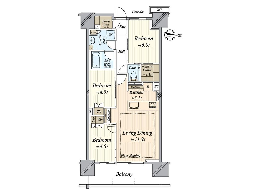 3LDK Apartment 69.26 sqm for Sale in Koto-ku, Tokyo - Thumbnail 3