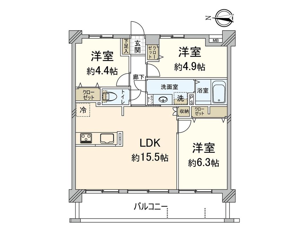 65.61m² 3LDK Apartment for Sale in Nishiku, Fukuoka - Thumbnail 3