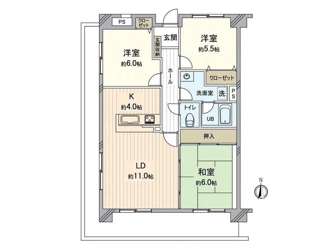 3LDK Apartment for Sale in Okayama City, 74.42 sqm - Thumbnail 3