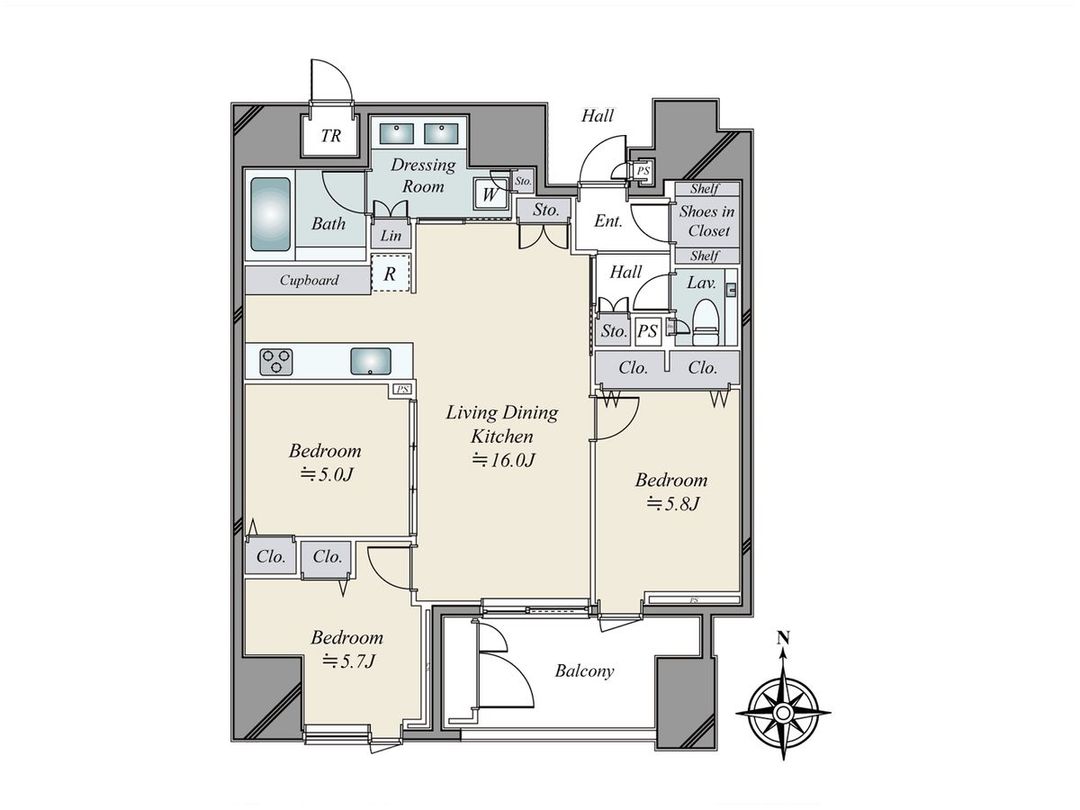 Renovated 3LDK Apartment in The Residence Mita, Minato, Tokyo - Thumbnail 3