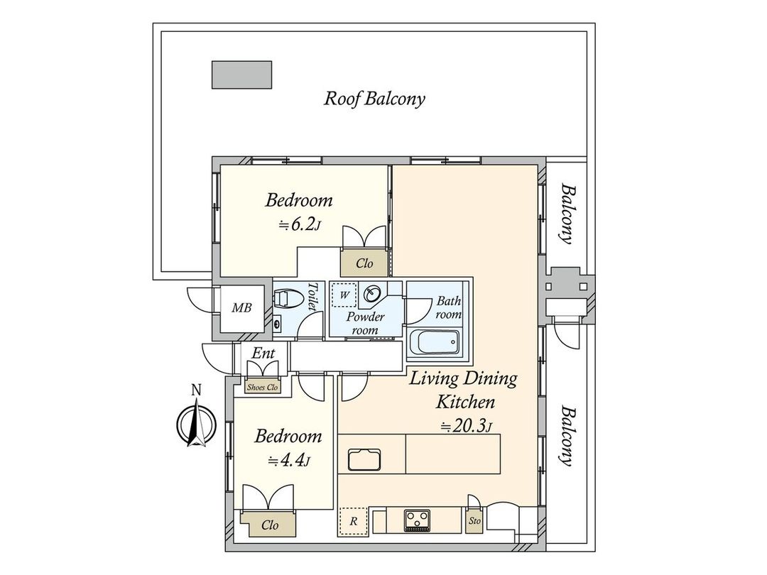 Renovated 2LDK Apartment in Jiyugaoka Urban Life, Meguro - Thumbnail 3