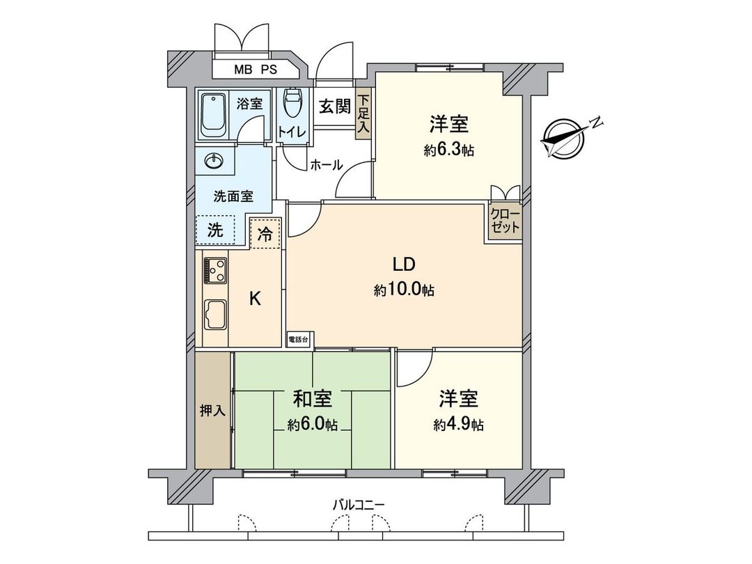 3LDK Apartment for Sale in Kita-ku, Okayama City - Thumbnail 3