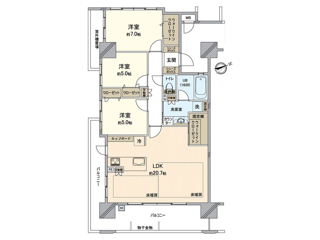 3LDK Top-Floor Apartment in Kashii-hama, Fukuoka - Thumbnail 3