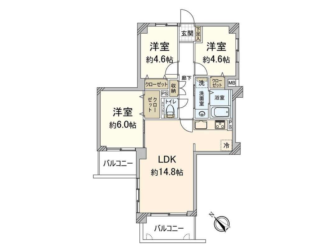 Renovated 3LDK Apartment Near Jiromaru Station, Sawara Ward - Thumbnail 3