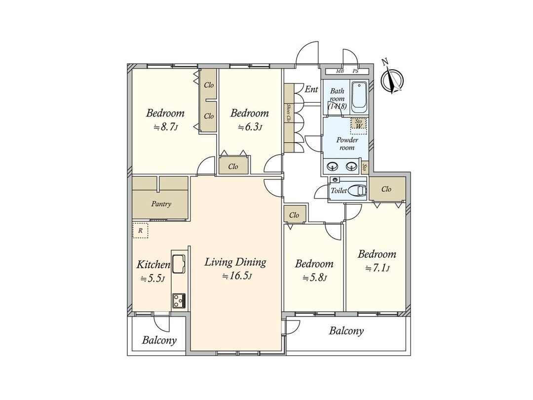 4LDK Apartment in Yukigaya Terrace, Ota Ward, Tokyo - Thumbnail 3