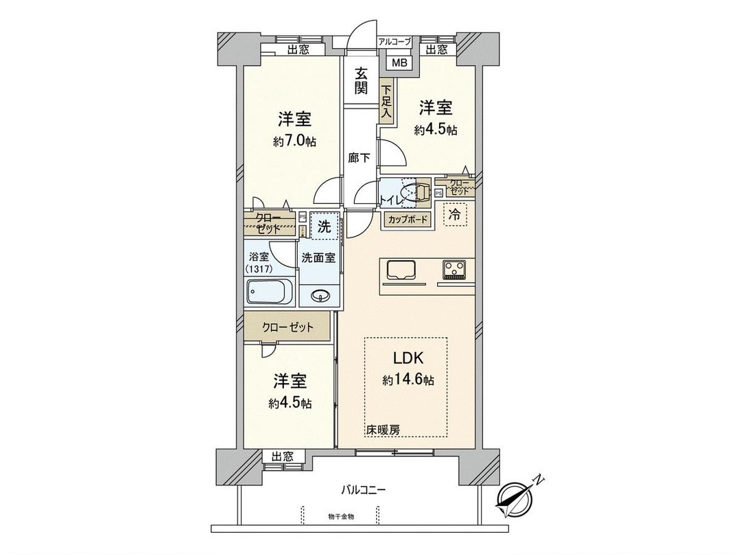 3LDK Apartment 65.77sqm in Chikushino, Fukuoka - Thumbnail 2