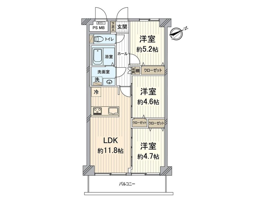 3LDK Apartment 61.6 sqm for Sale in Nishiyodogawa-ku, Osaka - Thumbnail 3