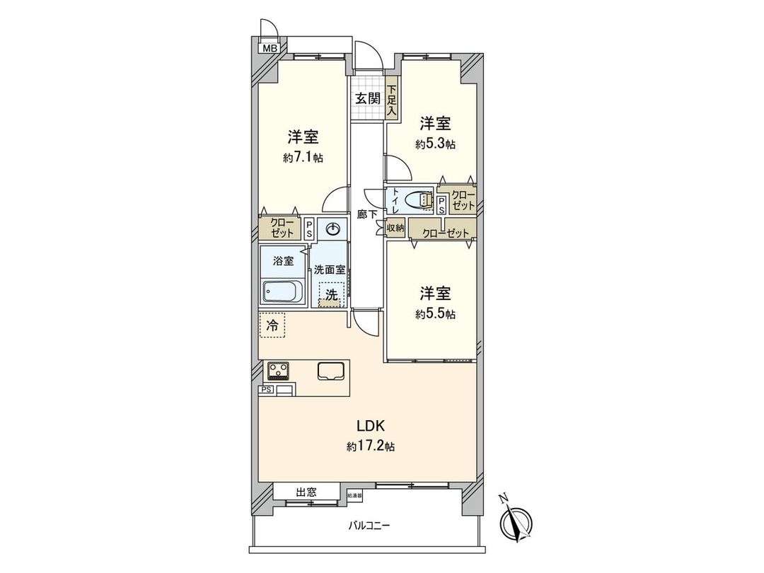 3LDK Apartment for Sale in Nakagawa City, Fukuoka - Thumbnail 3