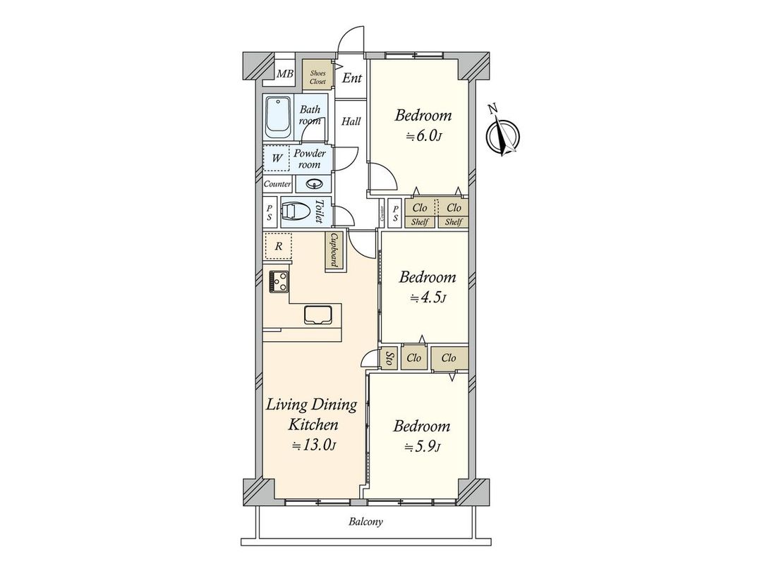 Renovated 3LDK Apartment in Minami-Oi, Shinagawa, 64.55 sqm - Thumbnail 2