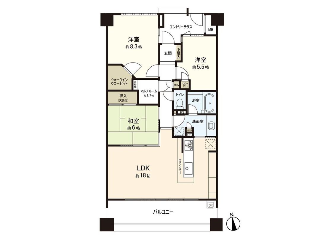 3SLDK Apartment for Sale in Nagatsuta, Yokohama - Walton's Court - Thumbnail 3