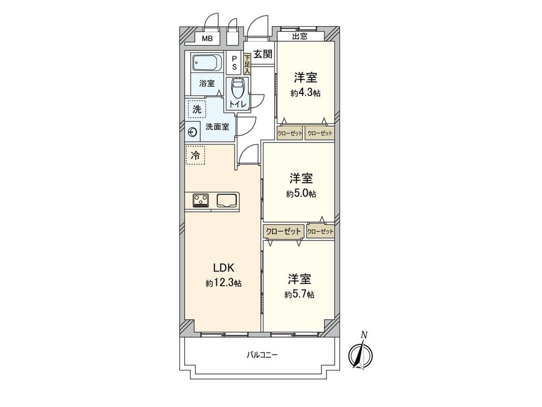 Lions Mansion Hira 3LDK Apartment for Sale in Osaka - Thumbnail 3