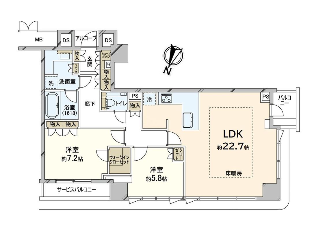2LDK Apartment in The Fine Tower Osaka Higobashi, Nishi Ward - Thumbnail 3
