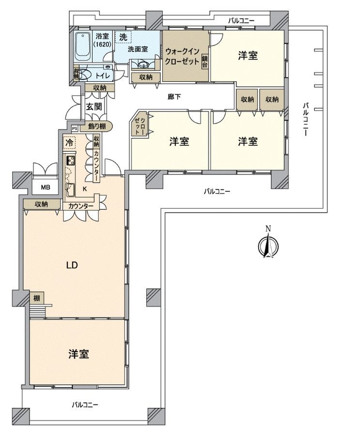 Spacious 4LDK Corner Apartment in Okayama City Center - Thumbnail 3