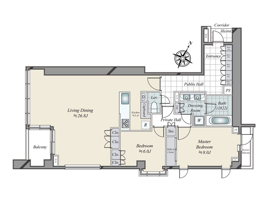 2LDK Apartment for Sale in Takanawa, Minato-ku, Tokyo - Thumbnail 3