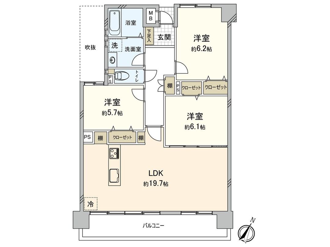 3LDK Apartment for Sale in Tsuruta, Minami Ward, Fukuoka - Thumbnail 3