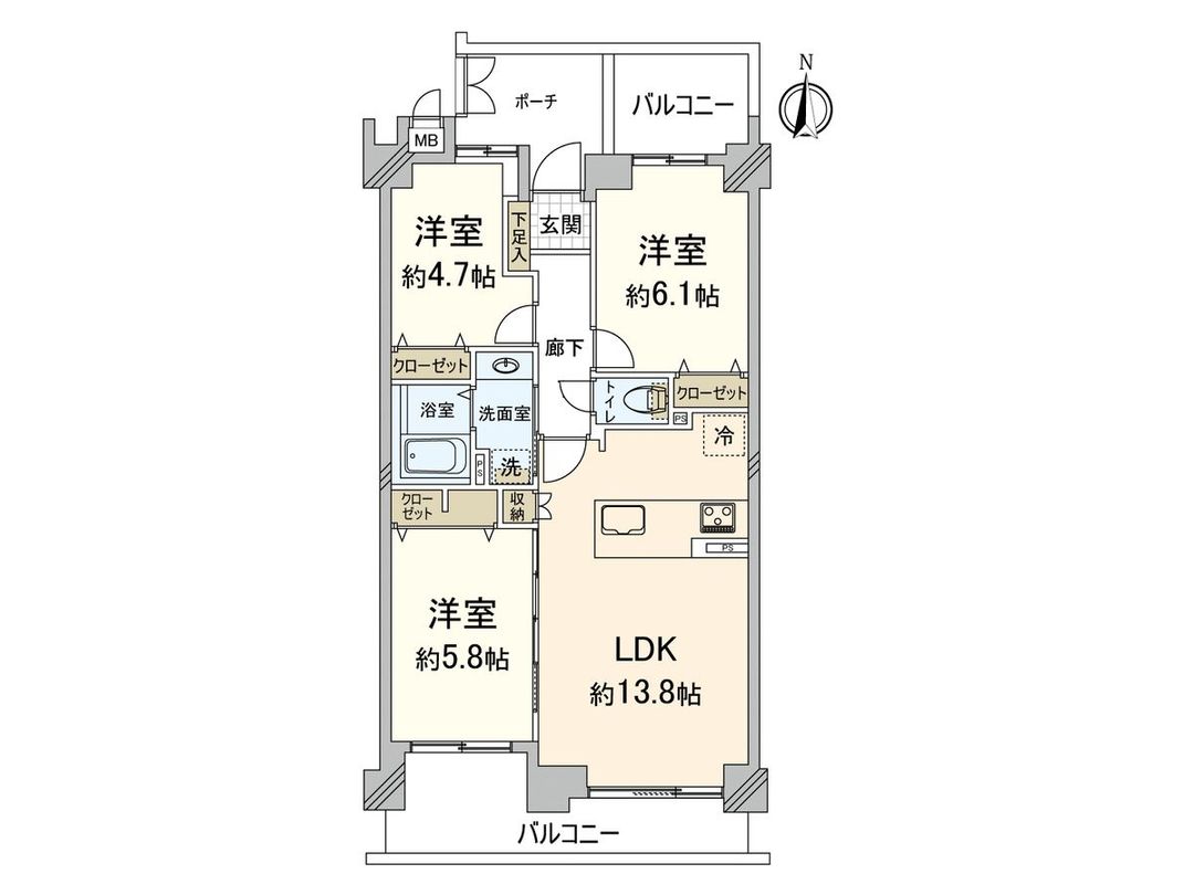 3LDK Apartment for Sale in Hara, Sawara-ku, Fukuoka City - Thumbnail 3
