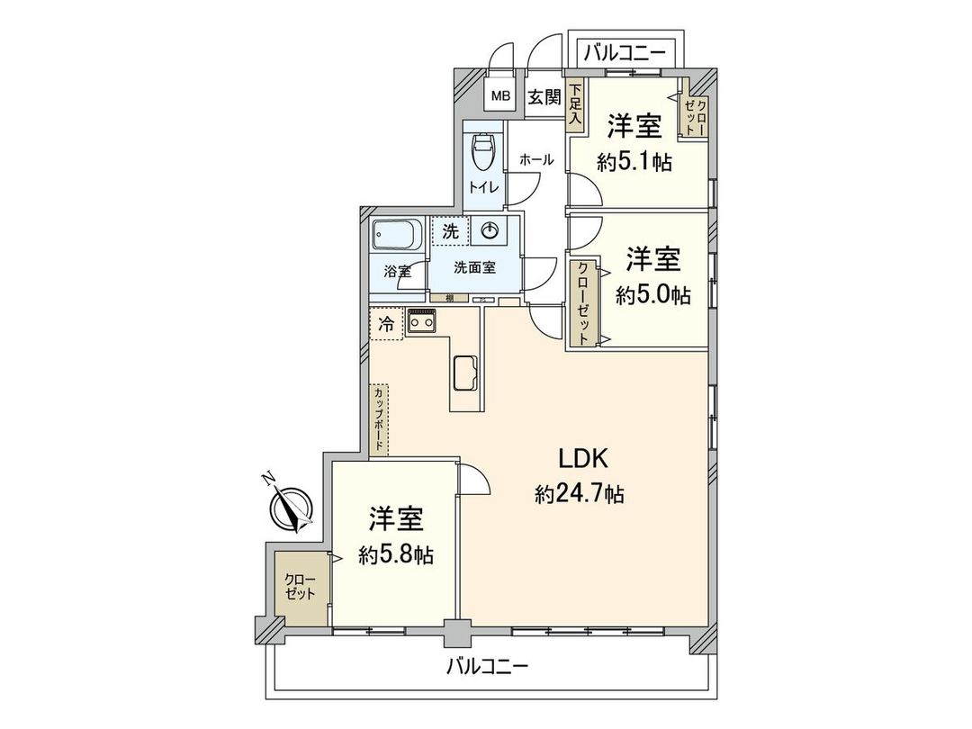 Renovated 3LDK Apartment 88.26m² in Fukuoka Chuo Ward - Thumbnail 3