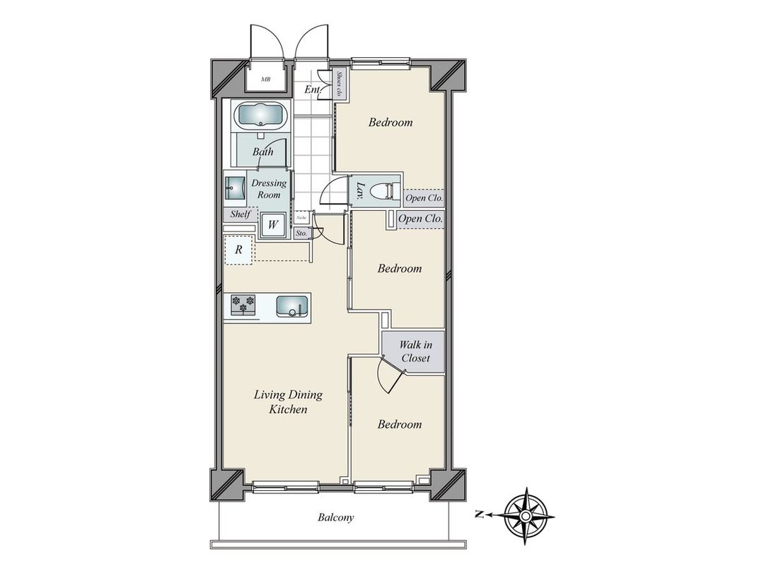 3LDK Renovated Apartment in Minato-ku, Tokyo – 58.01 sqm - Thumbnail 3