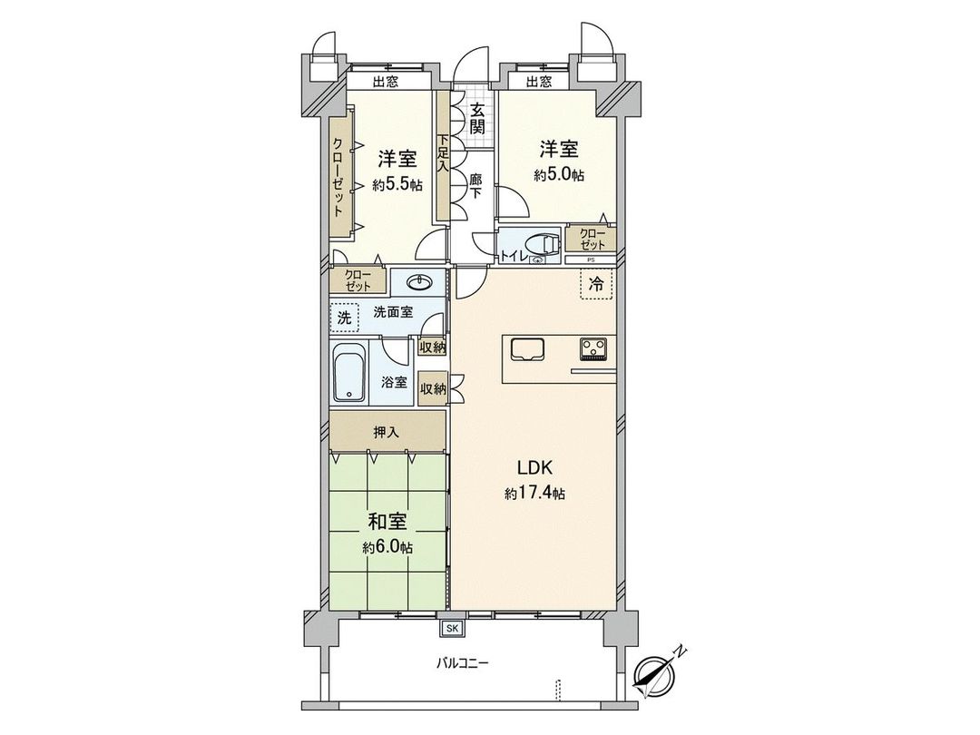 3LDK Apartment for Sale in Dazaifu, Fukuoka - 74.24m² - Thumbnail 3
