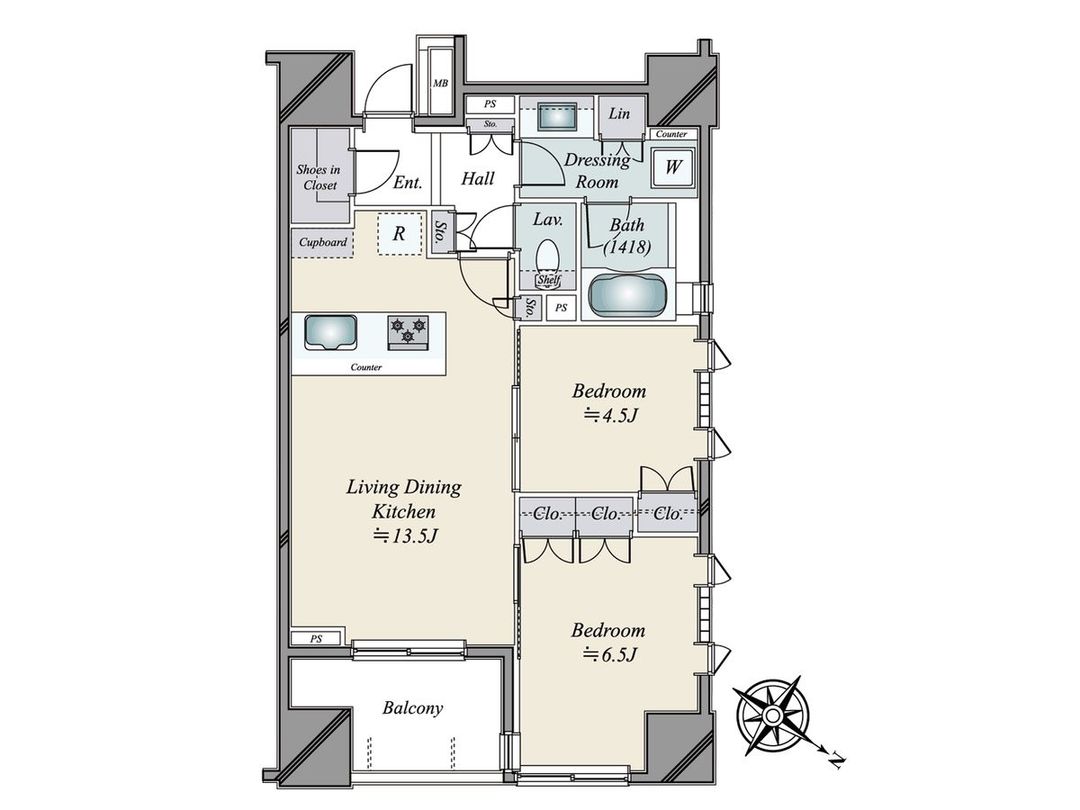Park Homes Nihonbashi Hamacho 2-Chome Livio Garden 2LDK for Sale - Thumbnail 3