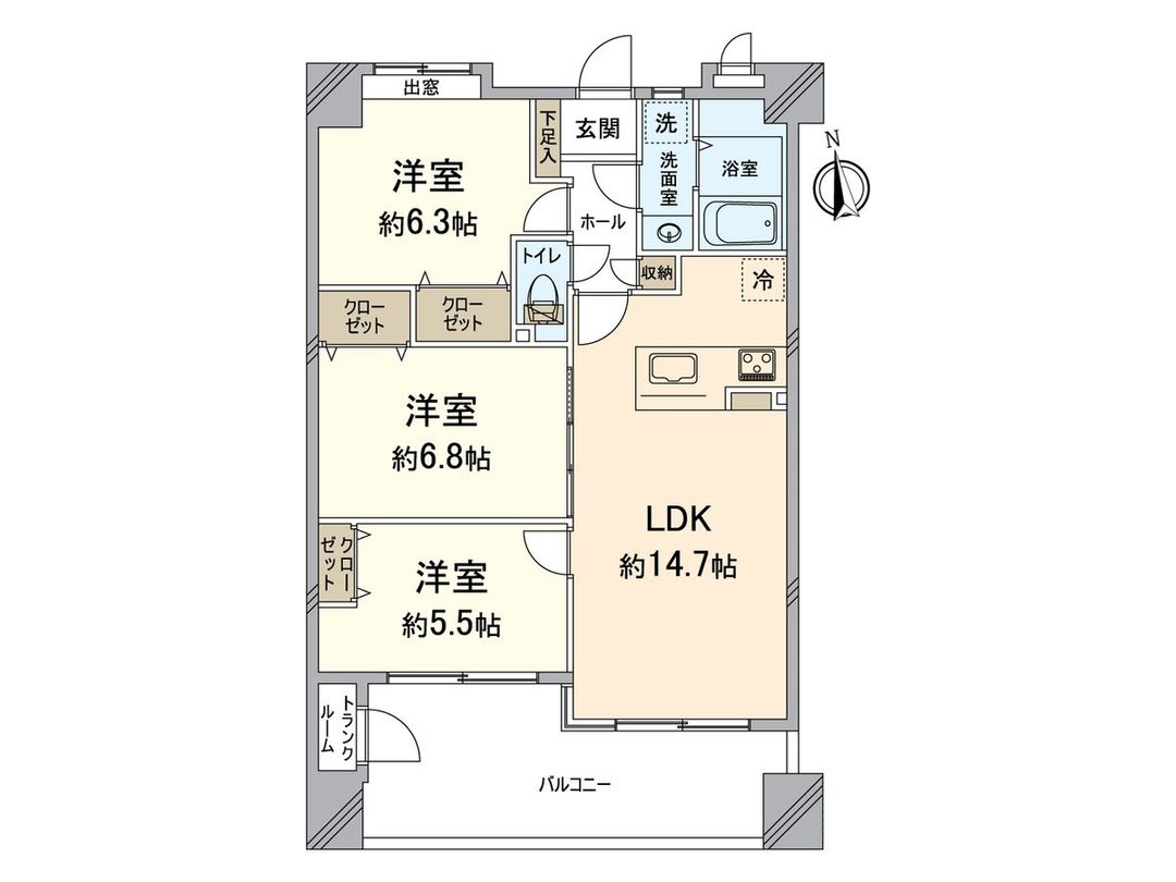 3LDK Apartment for Sale in Fukutsu City, Fukuoka - Thumbnail 3