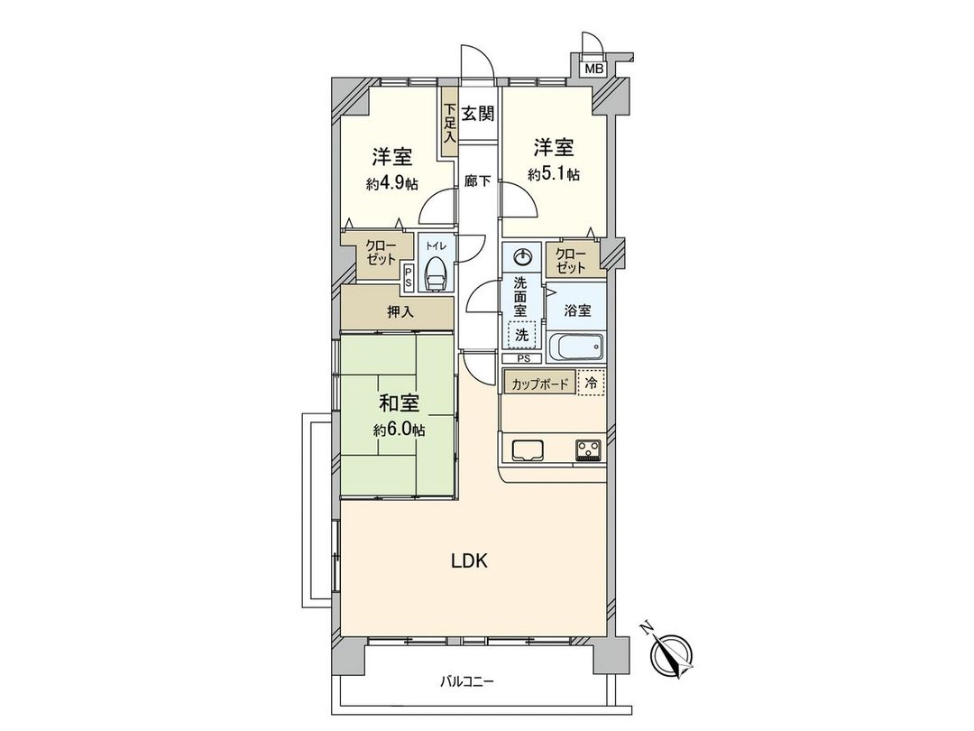 3LDK Apartment in Dazaifu, Fukuoka - 72.6 sqm - Thumbnail 3
