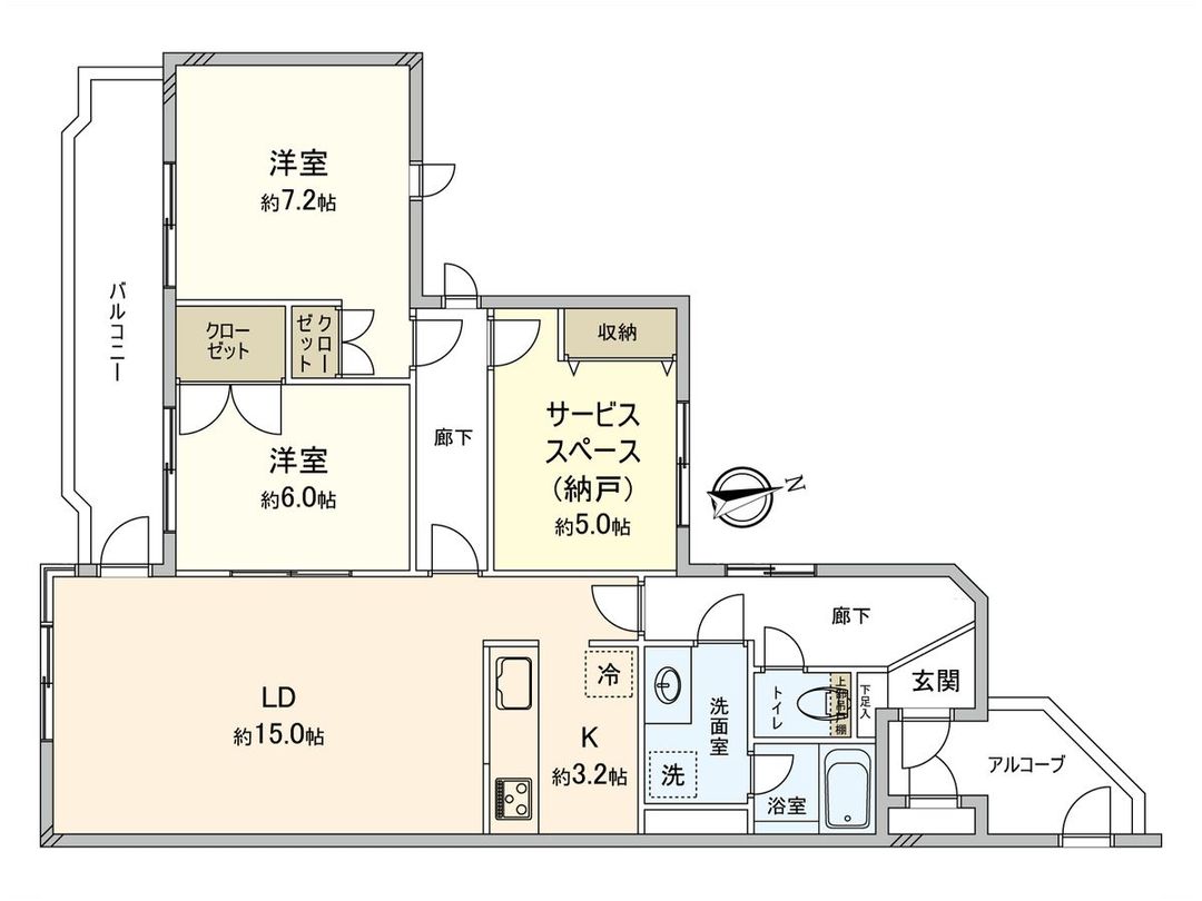 Renovated 2SLDK Apartment in Kawasaki, 78.53 sqm, Top Floor - Thumbnail 3