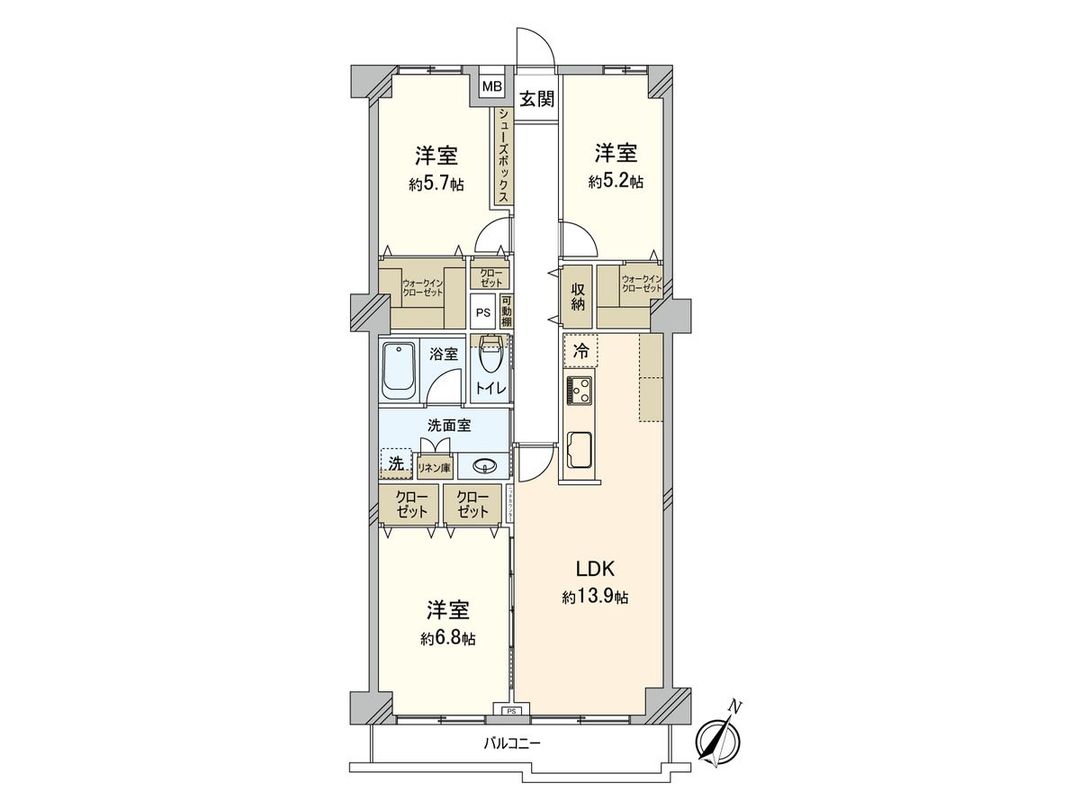 Sun Mansion Aobadai Garden 3LDK Apartment for Sale in Yokohama - Thumbnail 3
