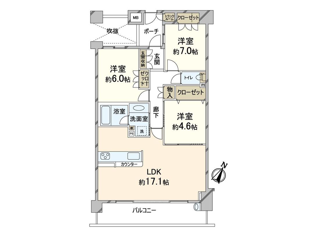 Plane Suita Yamatecho Urban View 3LDK Apartment for Sale in Suita - Thumbnail 3