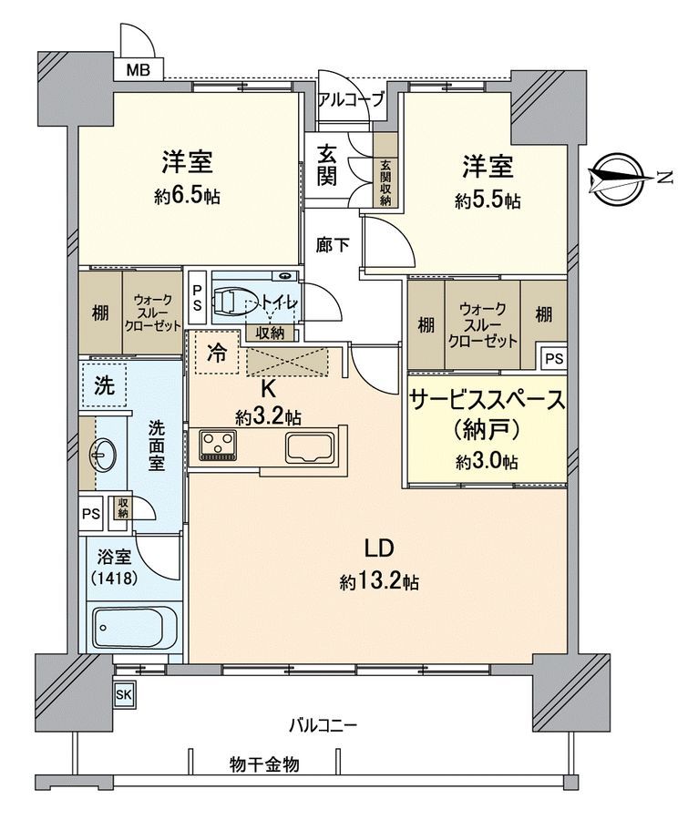 2SLDK Apartment for Sale in Okayama City Kita Ward - Thumbnail 3