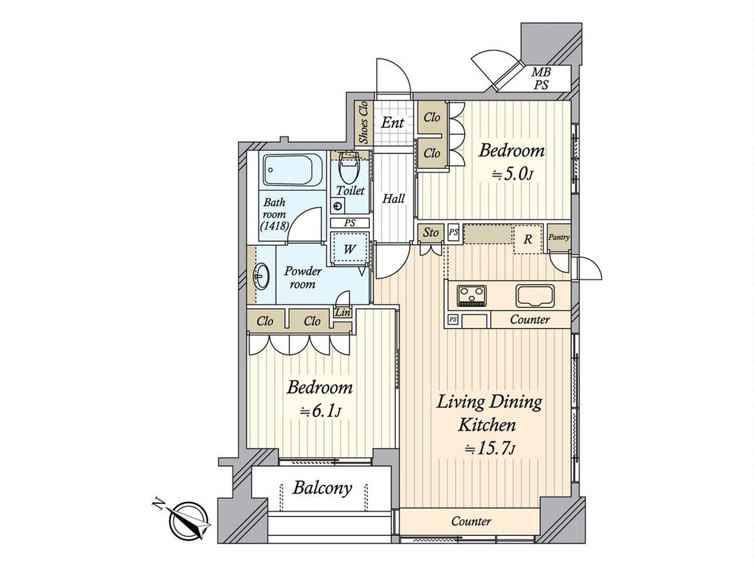 Renovated 2LDK Apartment in Kachidoki, Tokyo - Thumbnail 2