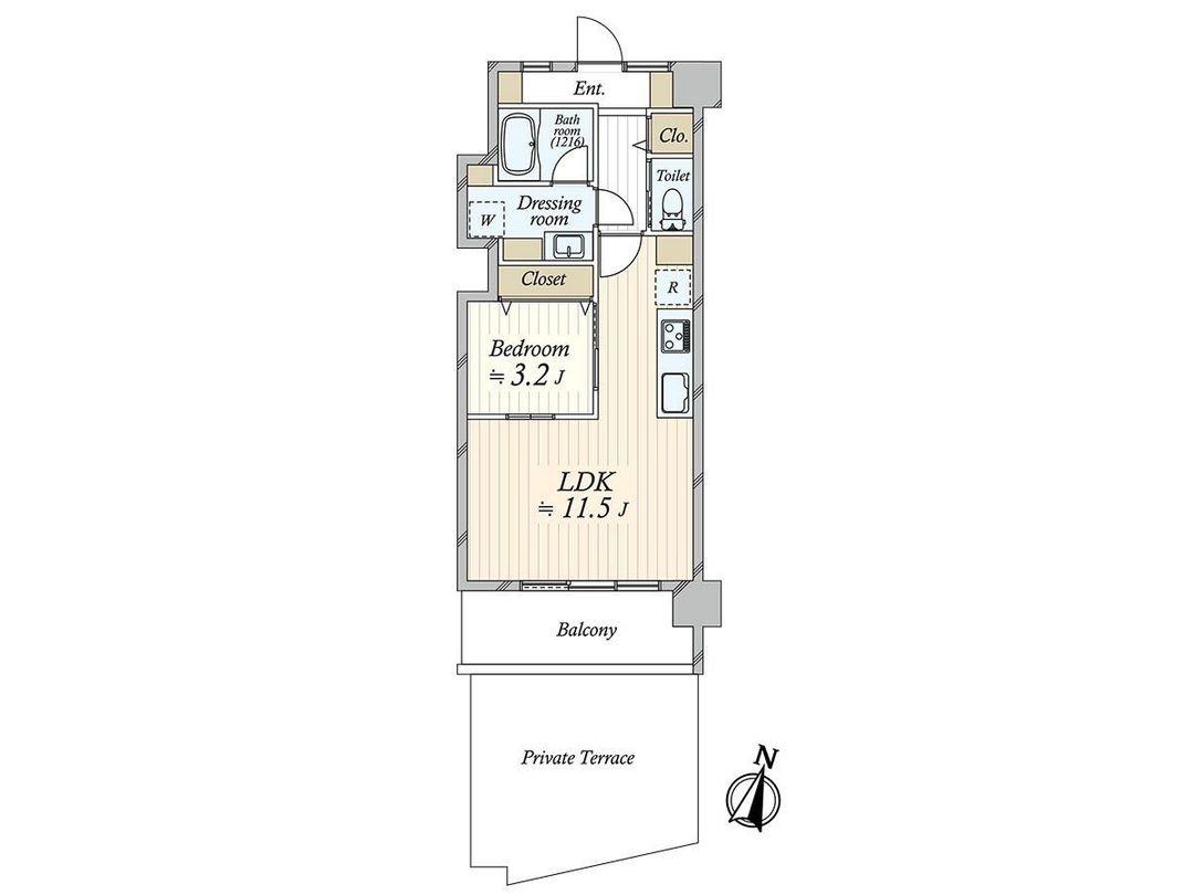 Renovated 1LDK Apartment with Large Terrace in Shinagawa, Tokyo - Thumbnail 3