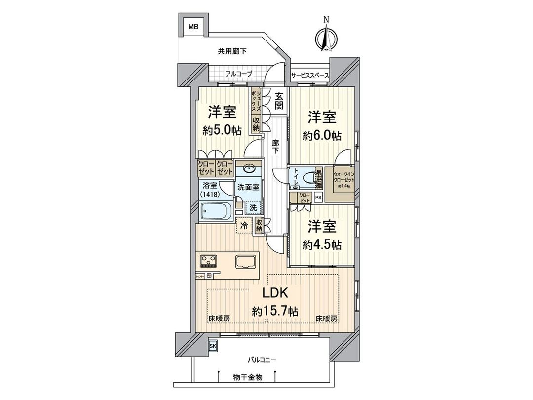 3LDK Apartment in The Park House Osaka Fukushima for Sale - Thumbnail 3