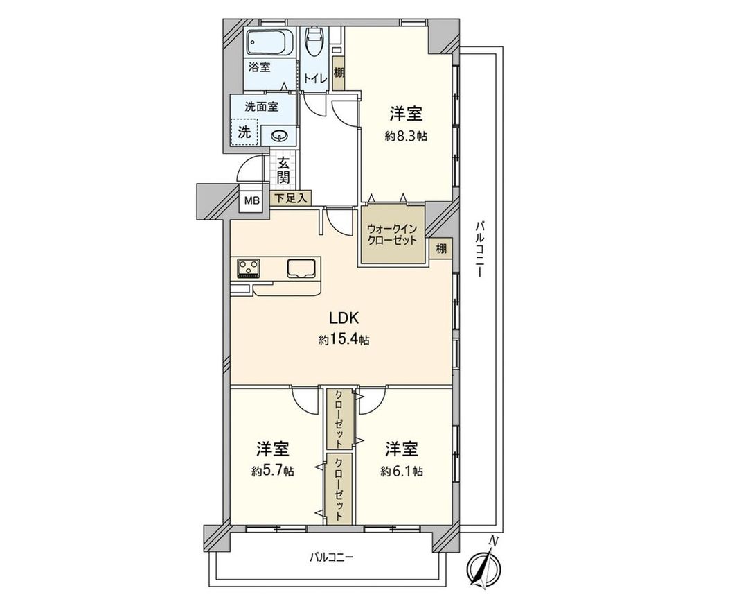 3LDK Apartment for Sale in Kasuga City, Fukuoka - 80.05 sqm - Thumbnail 3