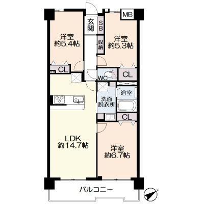3LDK Apartment for Sale in Higashi Ward, Fukuoka City — Floorplan, Higashi, Fukuoka