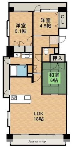 3LDK Apartment for Rent in Miyazaki City, Miyazaki - Thumbnail 2