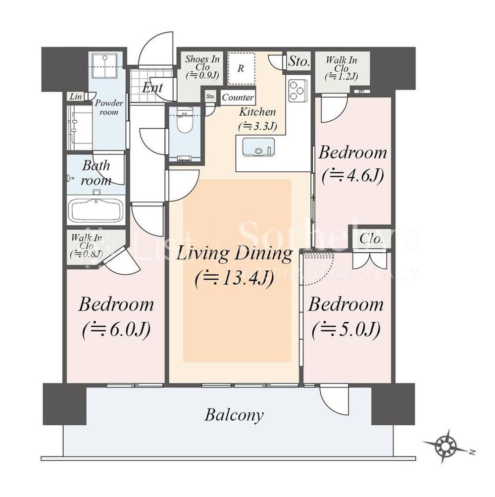 3LDK Apartment for Sale in Minato-ku, Tokyo - 71.78m2 - Thumbnail 4