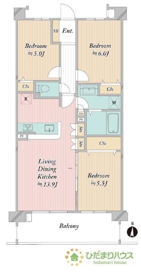 3LDK Apartment for Sale in Moriya, Ibaraki - 66.3sqm - Thumbnail 2