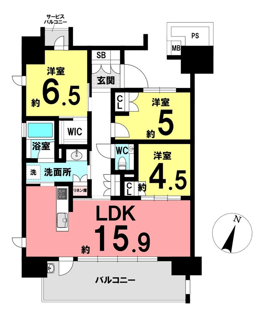 3LDK Apartment for Sale in Tenpaku-ku, Nagoya - 42.8M Yen — Floorplan, Tenpaku, Aichi
