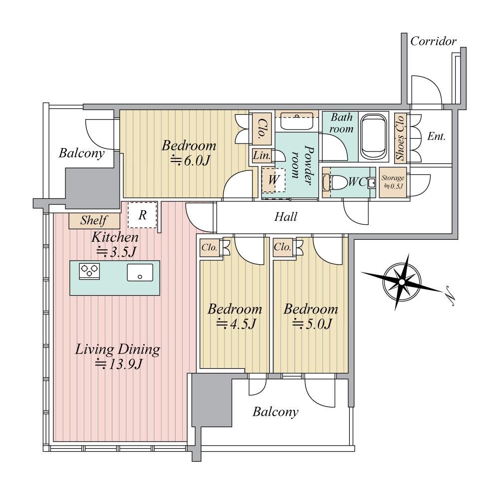 New 3LDK Apartment for Sale in Minato, Tokyo - 75m2 - Thumbnail 2